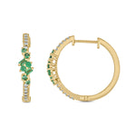 Load image into Gallery viewer, 14K Solid Gold Diamond and Emerald Hoops. EHC56871EM
