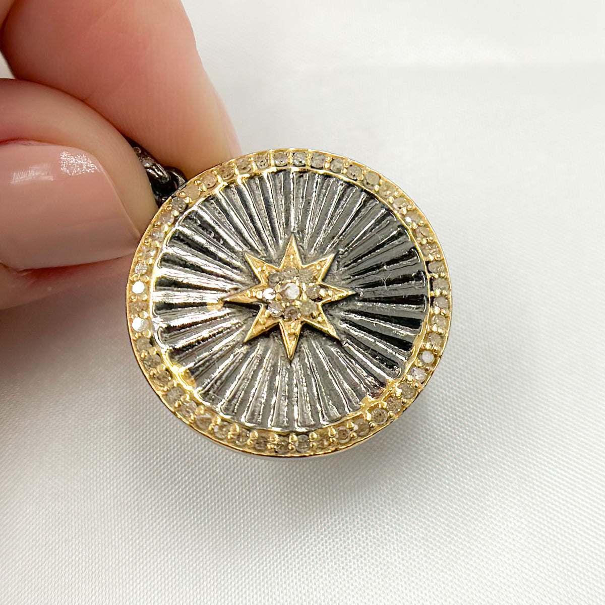 Diamond Sterling Silver Round Star Pendant