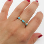 Load image into Gallery viewer, CR97067TQ5X3. 14K Solid Yellow Gold Diamond and Turquoise Band Ring