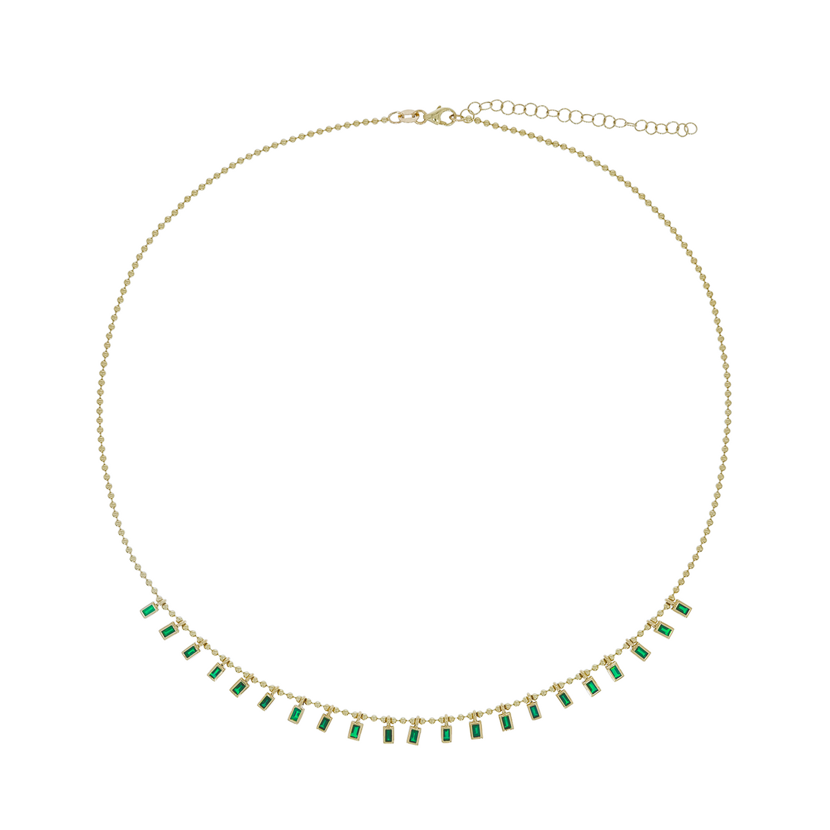 NFZ71948. 14K Solid Gold Gemstone Dangle Rectangle Necklace