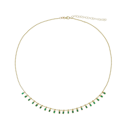 NFZ71948. 14K Solid Gold Gemstone Dangle Rectangle Necklace