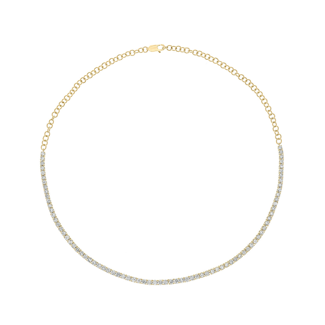 14K Solid Gold Diamond Tennis Choker Necklace. NFS71712