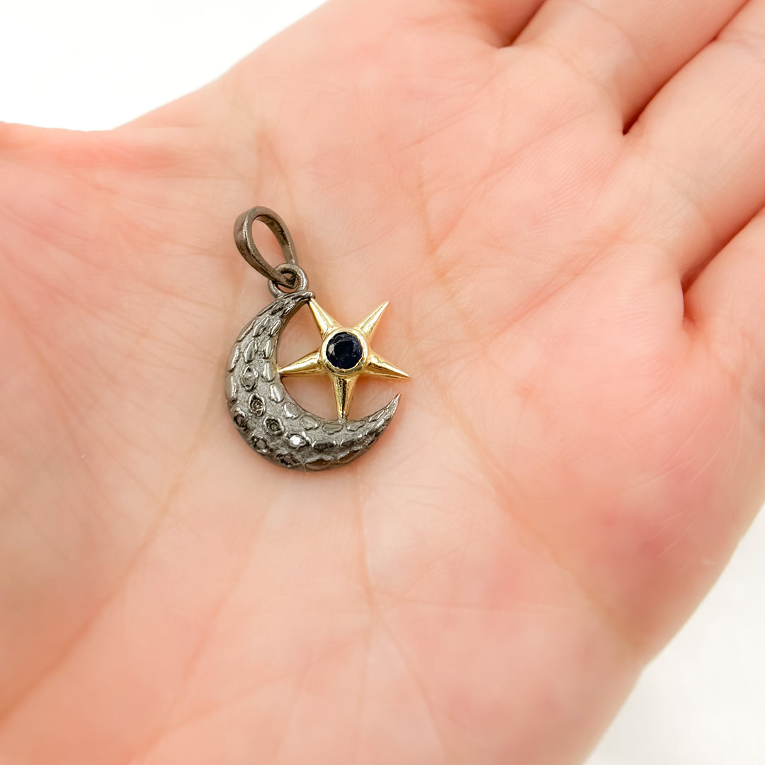 DP737. Diamond Sterling Silver Moon & Star Pendant