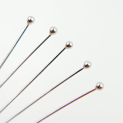 White Sterling Silver Ball 3 Inch Headpin