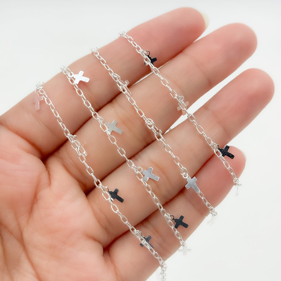 V311SS. Sterling Silver Fancy Dangle Cross-Link Chain