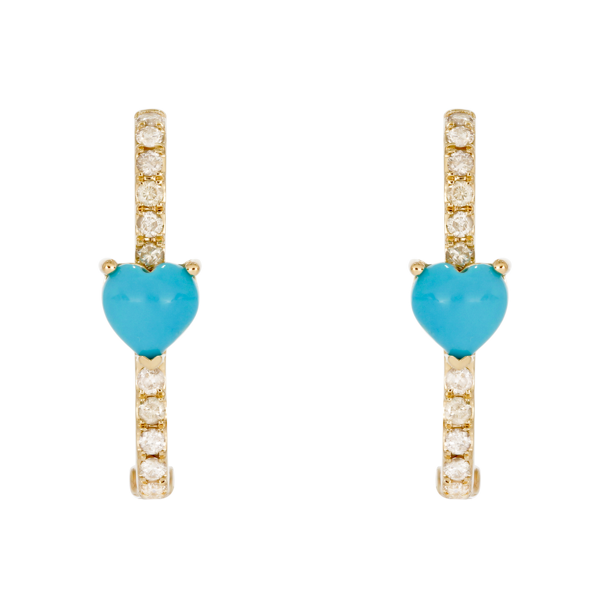 Gold Diamond and Gemstone Heart Rectangle Hoops