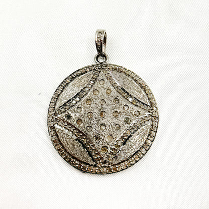 DP284. Diamond Sterling Silver Round Pendant