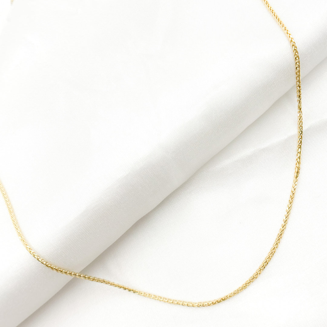 14KWC. 14K Solid Gold Wheat Chain