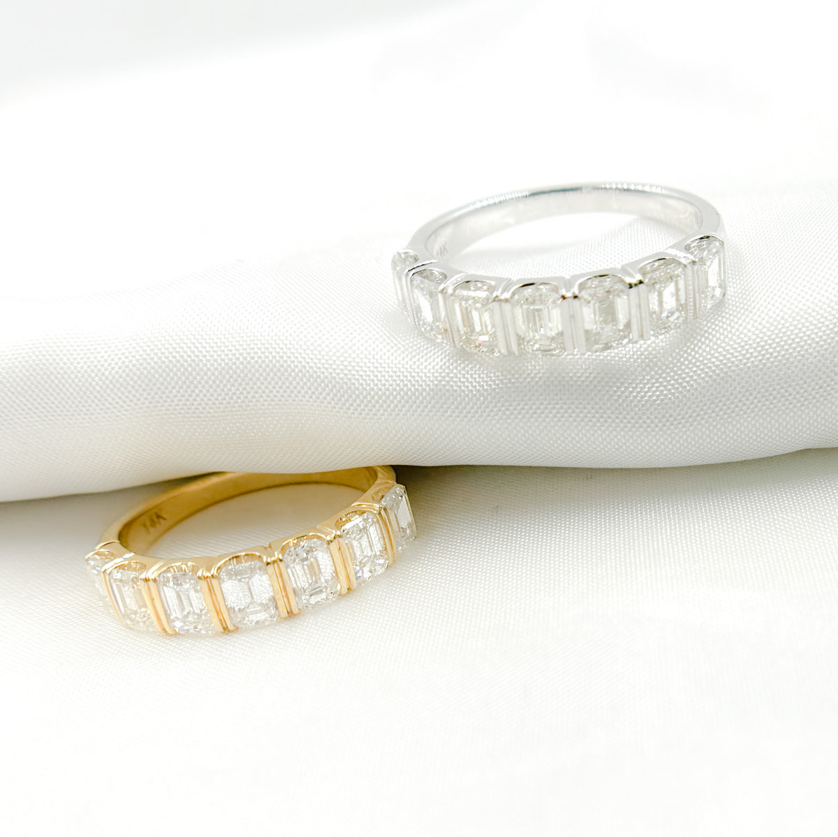 14K Solid Gold Diamond Baguette Ring.