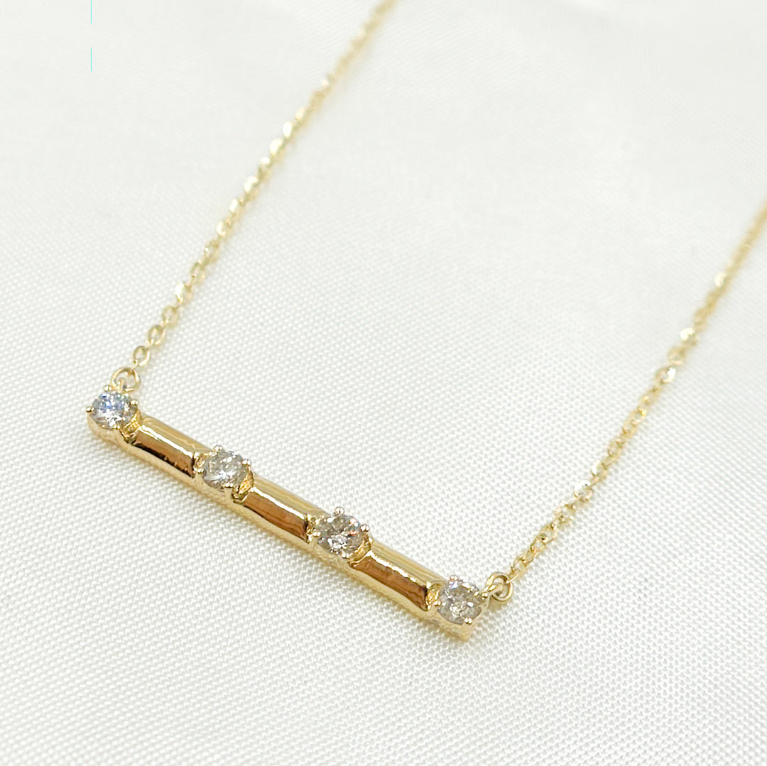 14K Solid Gold Diamond Bar Necklace. NFC71568