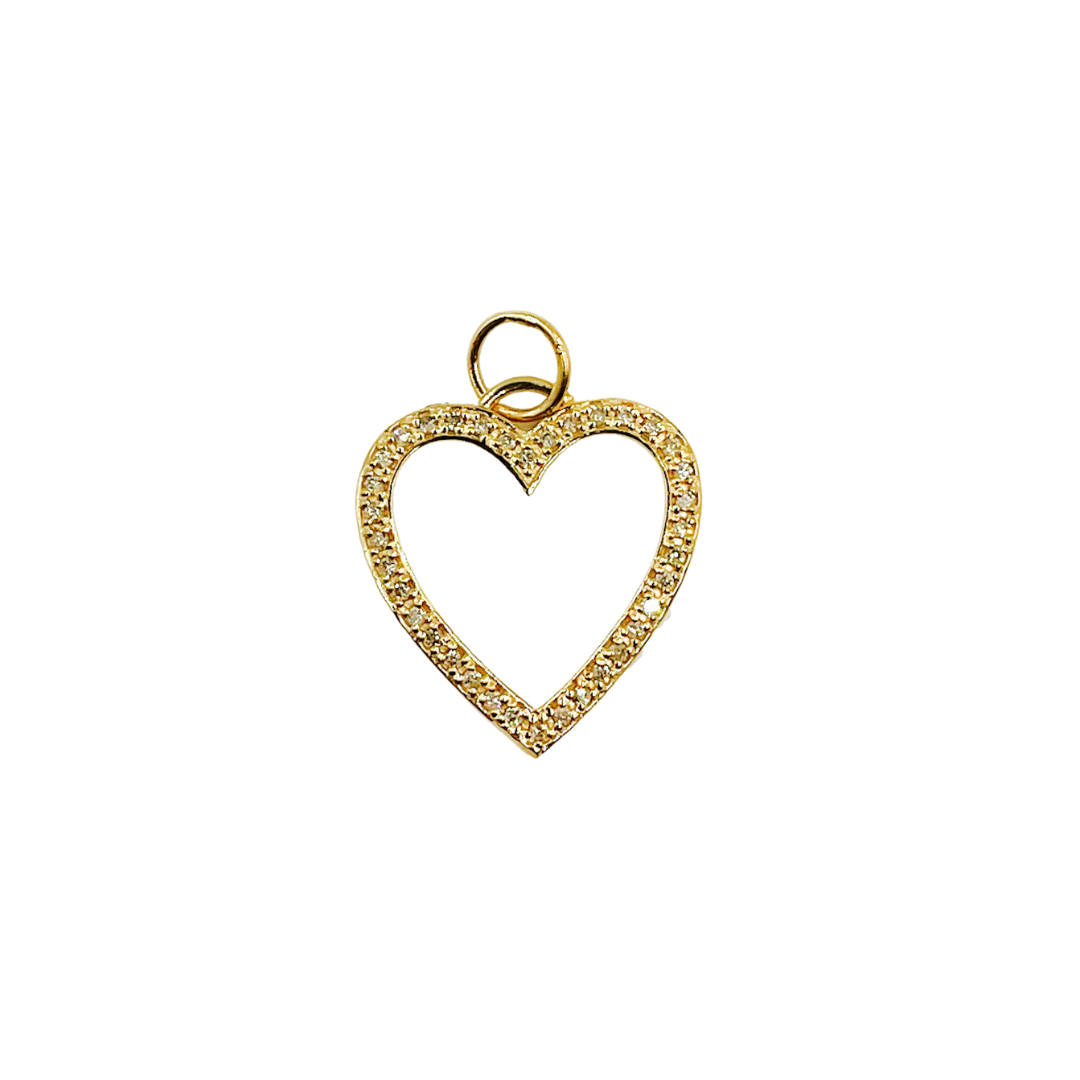 14K Solid Gold Diamond Heart Shape Charm. GDP02