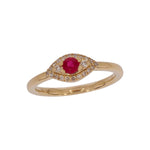 Load image into Gallery viewer, RFB17775RU. 14k Solid Gold Diamond and Ruby Eye Ring