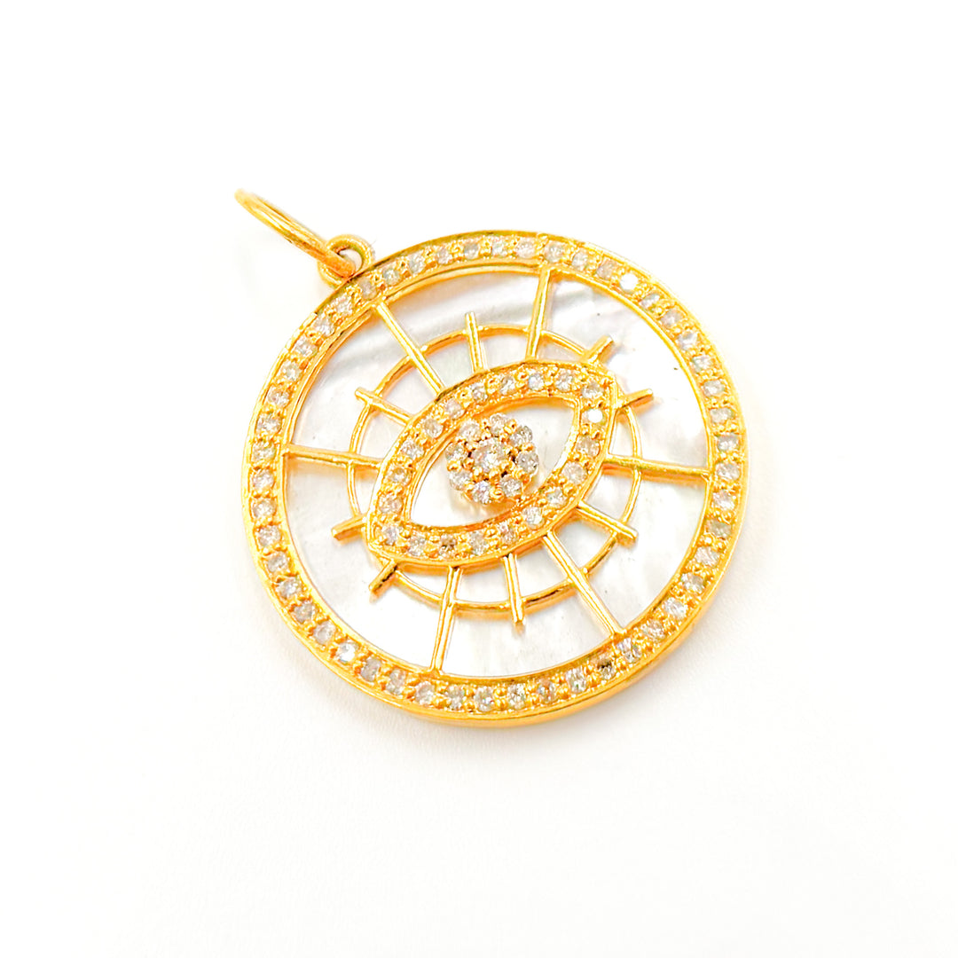Shop Now Gold Round Evil Eye Pendant