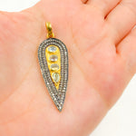 Load image into Gallery viewer, DSP055. Diamond Silver Long Drop Pendant with Gemstone
