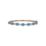 Load image into Gallery viewer, CB97337TQ6X4. 18K Solid Yellow Gold Turquoise and Diamond Fancy Bangle