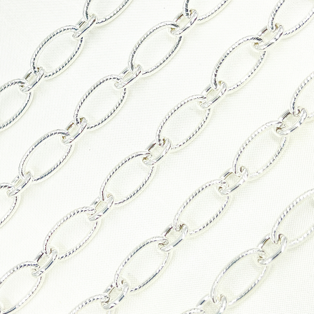 Buy Silver Textured & Smooth Oval Chain