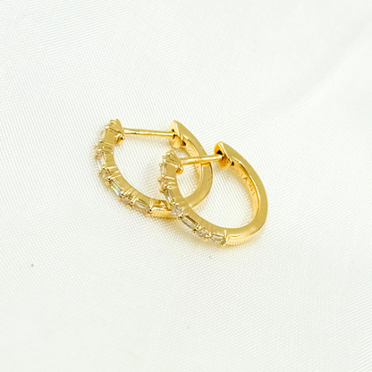 EHD57037Y. 14k Solid Gold Baguette Hoops
