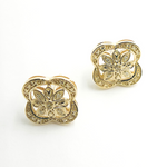 Load image into Gallery viewer, 14K Solid Gold and Diamonds Flower Earrings. EFA51308
