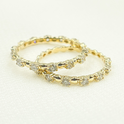 Buy 14K Solid Yellow Gold Double Diamond Ring