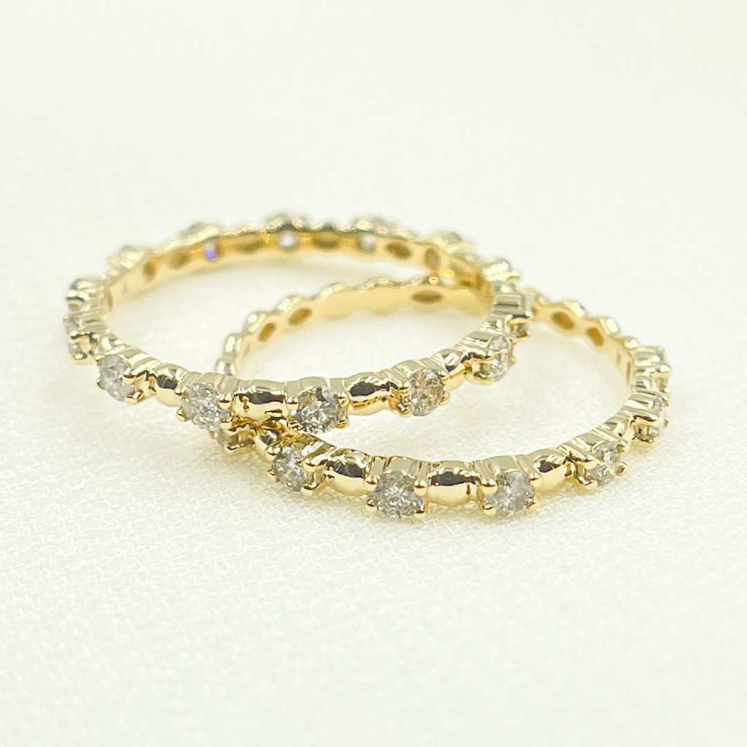 Buy 14K Solid Yellow Gold Double Diamond Ring