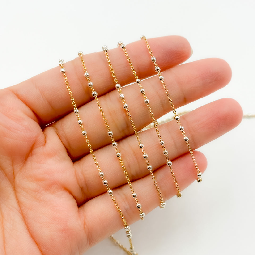 V289TT. 14k Gold Filled Chain and 3 Sterling Silver Beads in Between