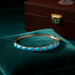 Load image into Gallery viewer, CB97340TQ6X4. 18K Solid Gold Diamond &amp; Turquoise Bangle