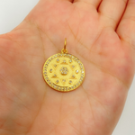 Load image into Gallery viewer, 14K Solid Gold with Diamonds Circle Charm with Star in the Center. GDP285
