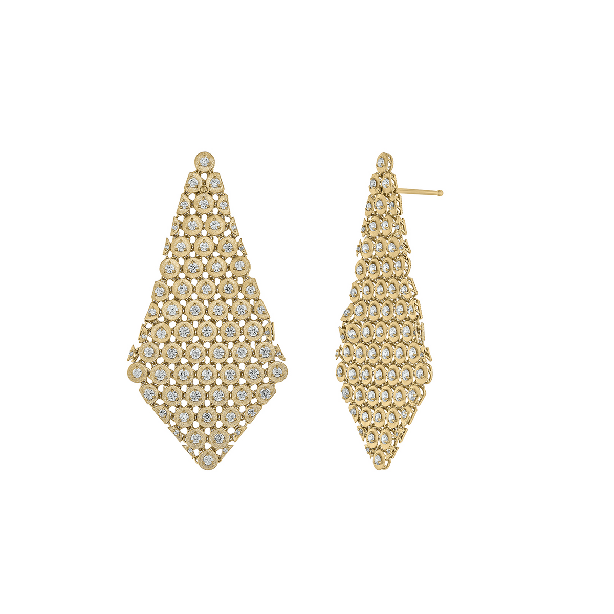 EFQ54092. 14K Solid Gold Mesh Earrings with Diamonds