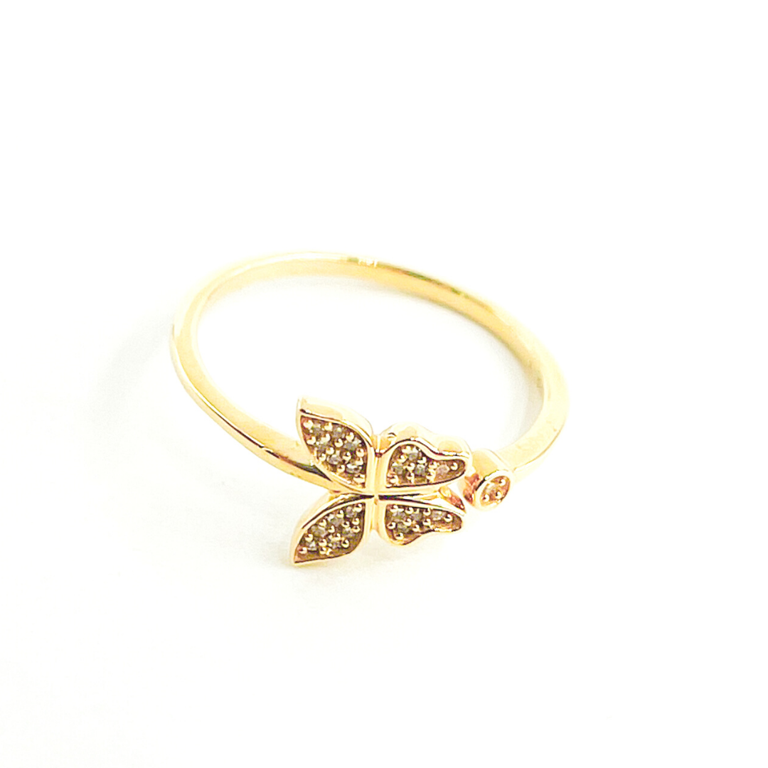 14K Solid Gold Butterfly Diamond Ring. RFA15114