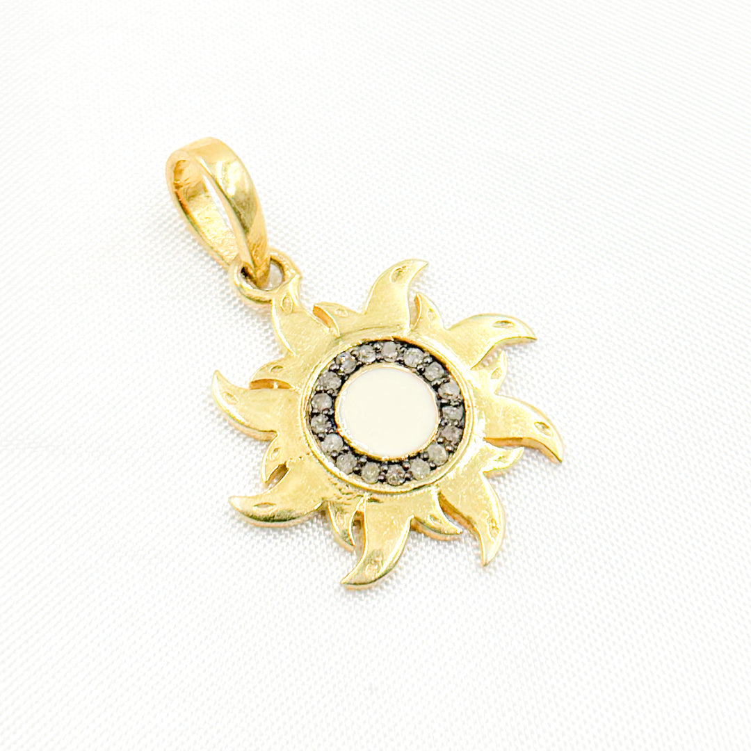 DP652A. Diamond Sterling Silver Sun Enamel Pendant