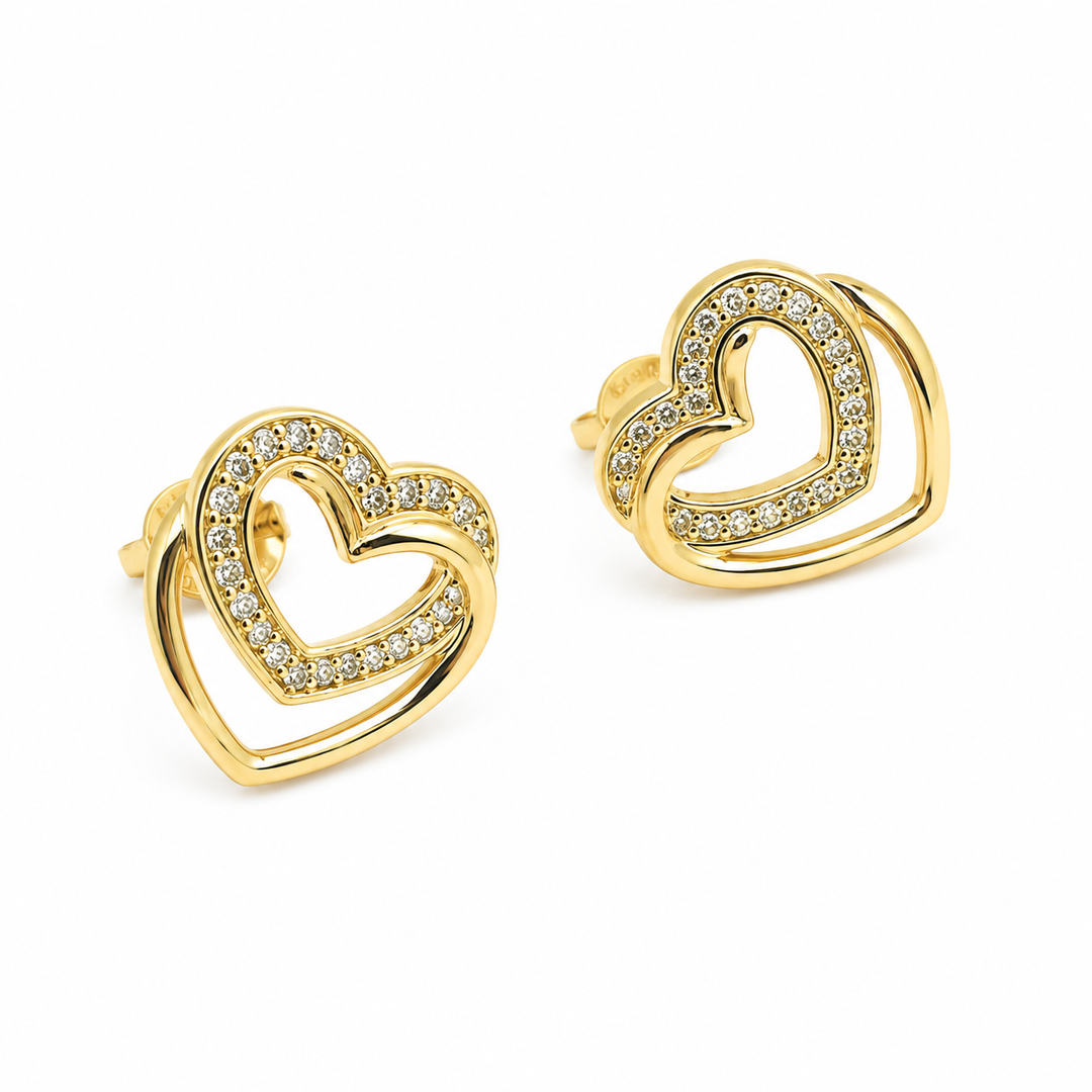 EFB51036. 14K Solid Gold Heart Earrings