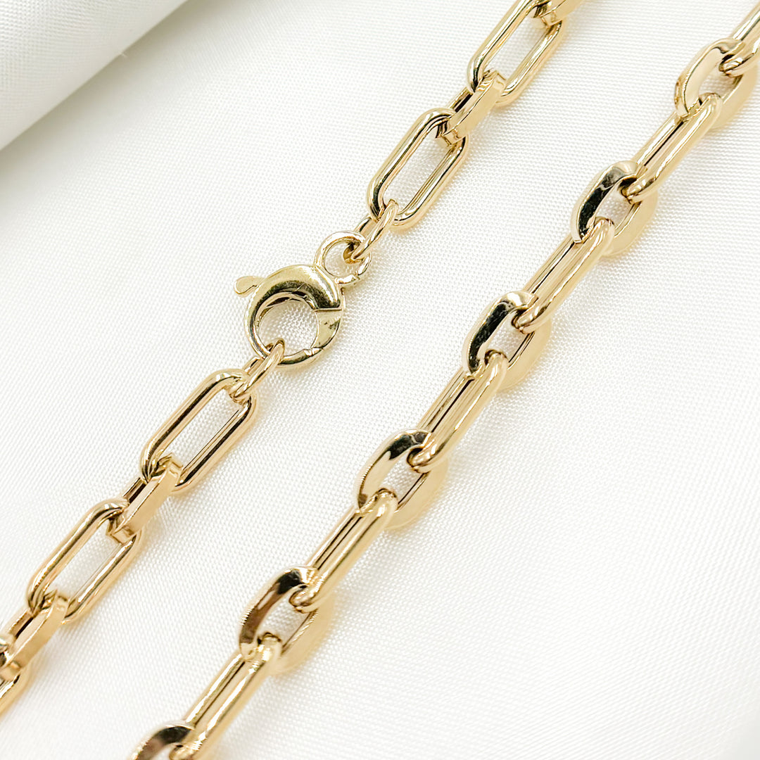 568/870/G. 14K Yellow Gold Hollow Smooth and Flat Paperclip Chain