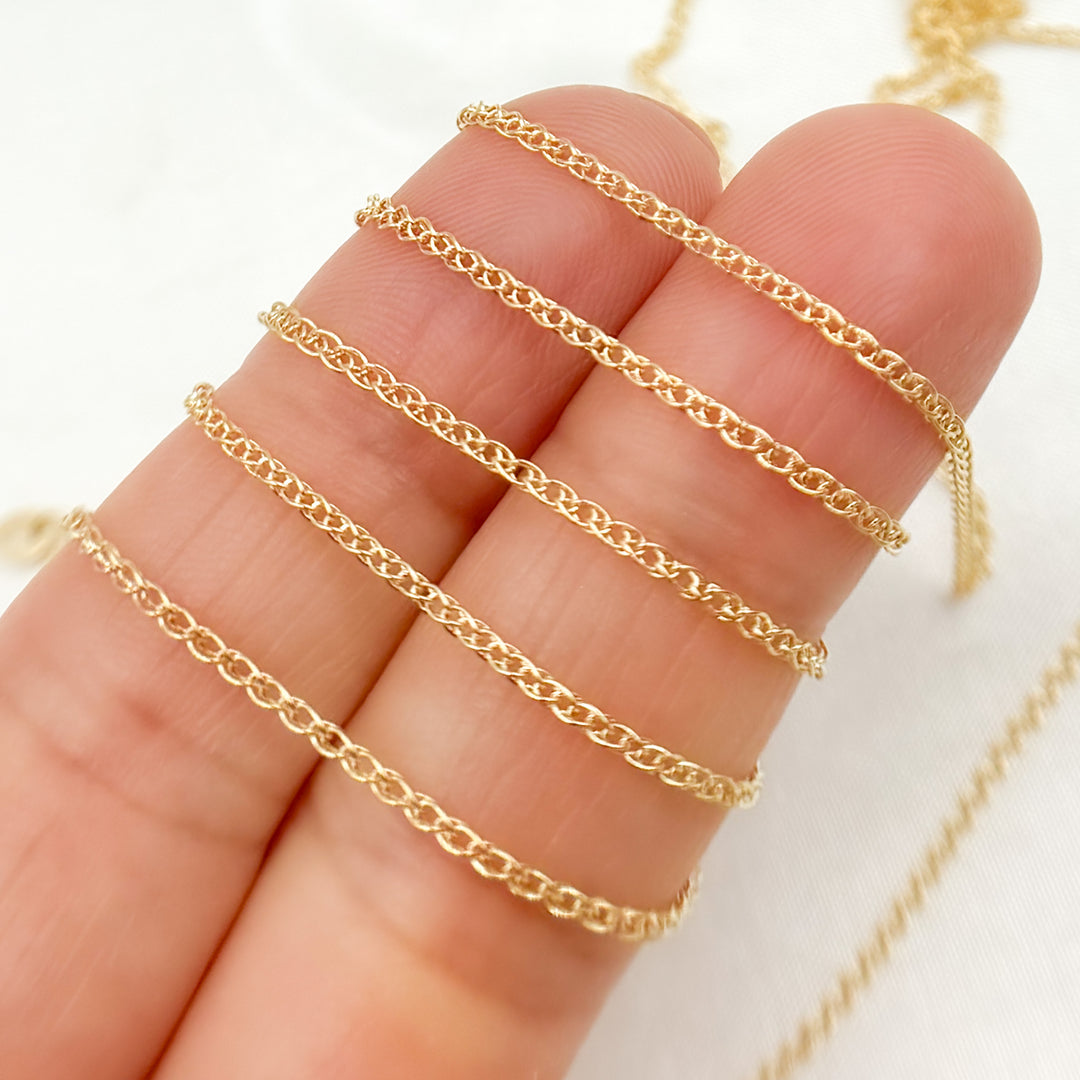 025SPLLGBYFT. 14K Solid Gold Wheat Chain