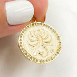 Load image into Gallery viewer, DP617A. Diamond Sterling Silver Round Scorpio Zodiac Enamel Pendant
