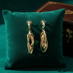 Load image into Gallery viewer, 15850023044. 14K Solid Gold Twist Triple Oval Hollow Dangle Earrings