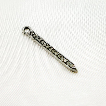 DC675. Diamond Black Rhodium Sterling Silver Spike Charm