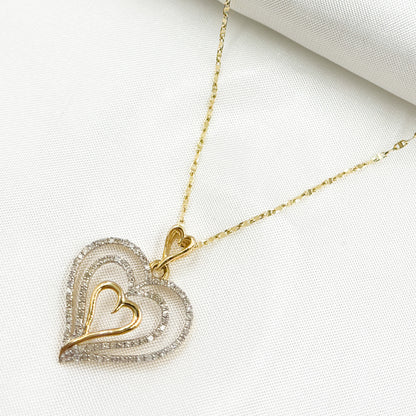 14K Solid Gold Diamond Four Hearts Charm. EJP1486