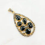 Load image into Gallery viewer, DSP019A. Diamond Sterling Silver TwoTone Black Spinel Drop Pendant
