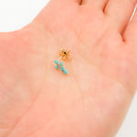 Load image into Gallery viewer, 14K Yellow Gold Turquoise and Diamond Stud Earrings