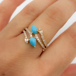 Load image into Gallery viewer, CR97177TQ6X4. 14K Solid Gold Diamond and Turquoise Ring