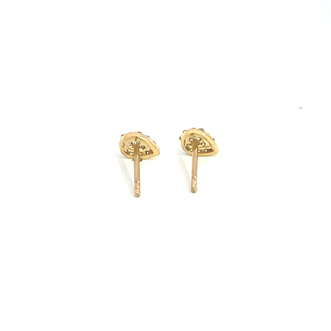 GDT02. 14k Solid Yellow Gold Diamond Drop Studs