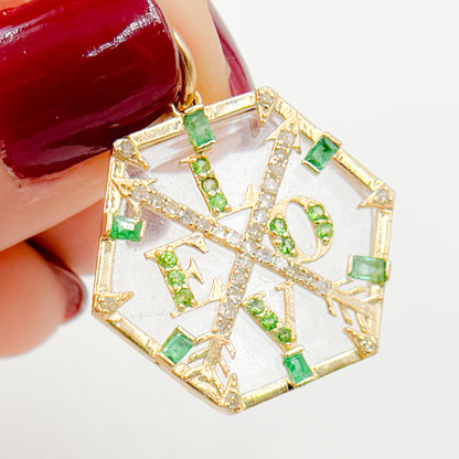KG287. 14K Solid Gold Hexagon Love Pendant