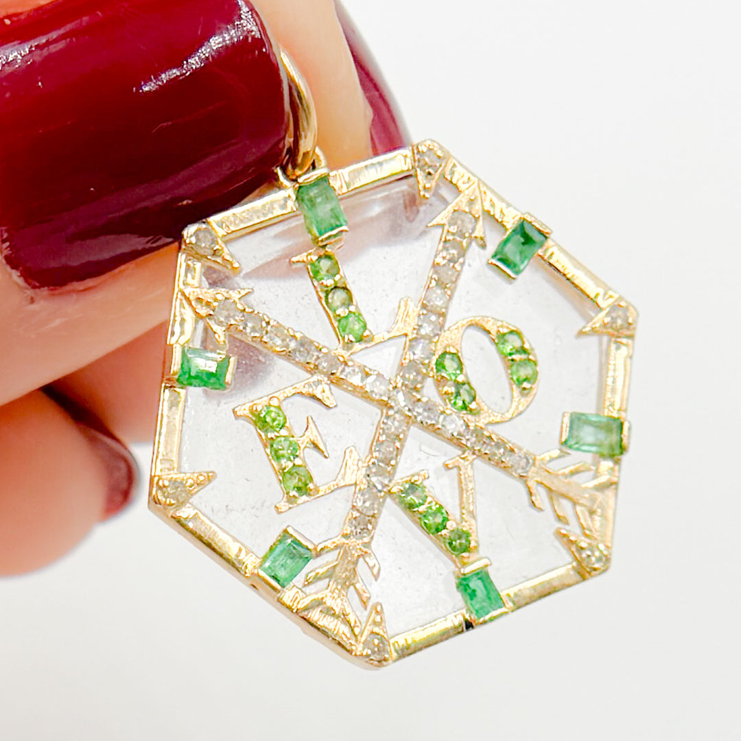 KG287. 14K Solid Gold Hexagon Love Pendant