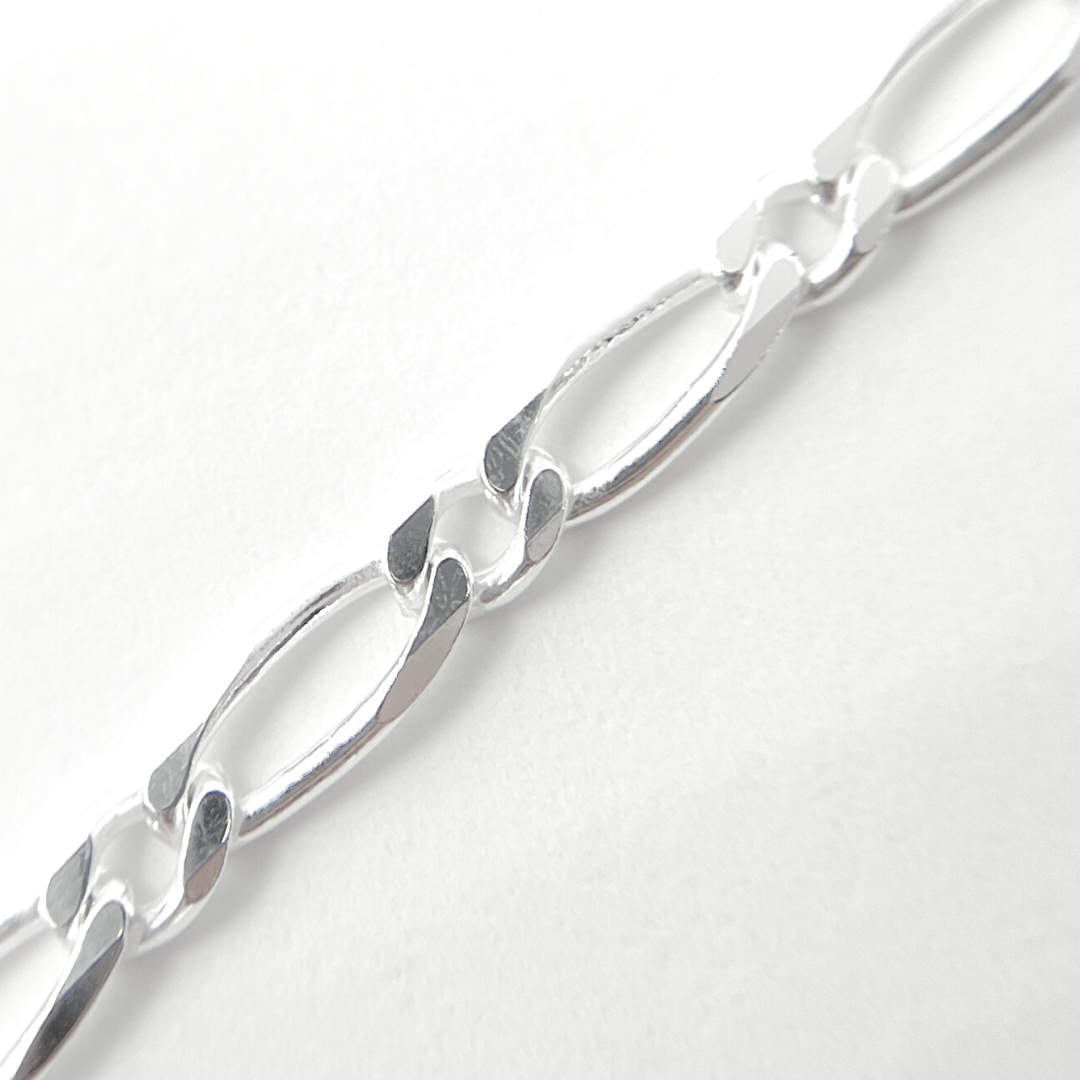 925 Sterling Silver Figaro Diamond Cut Necklace. 1004241FGNecklace