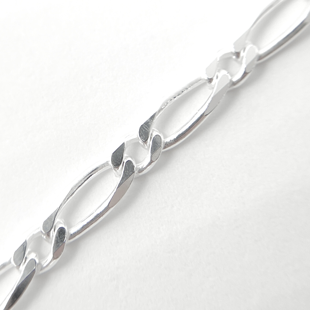 Z74FNecklace. 925 Sterling Silver Figaro Diamond Cut Necklace