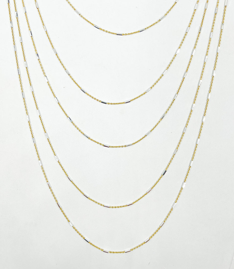 Z9GS1F. Sterling Silver Gold Plate Satellite Chain with Silver Tube