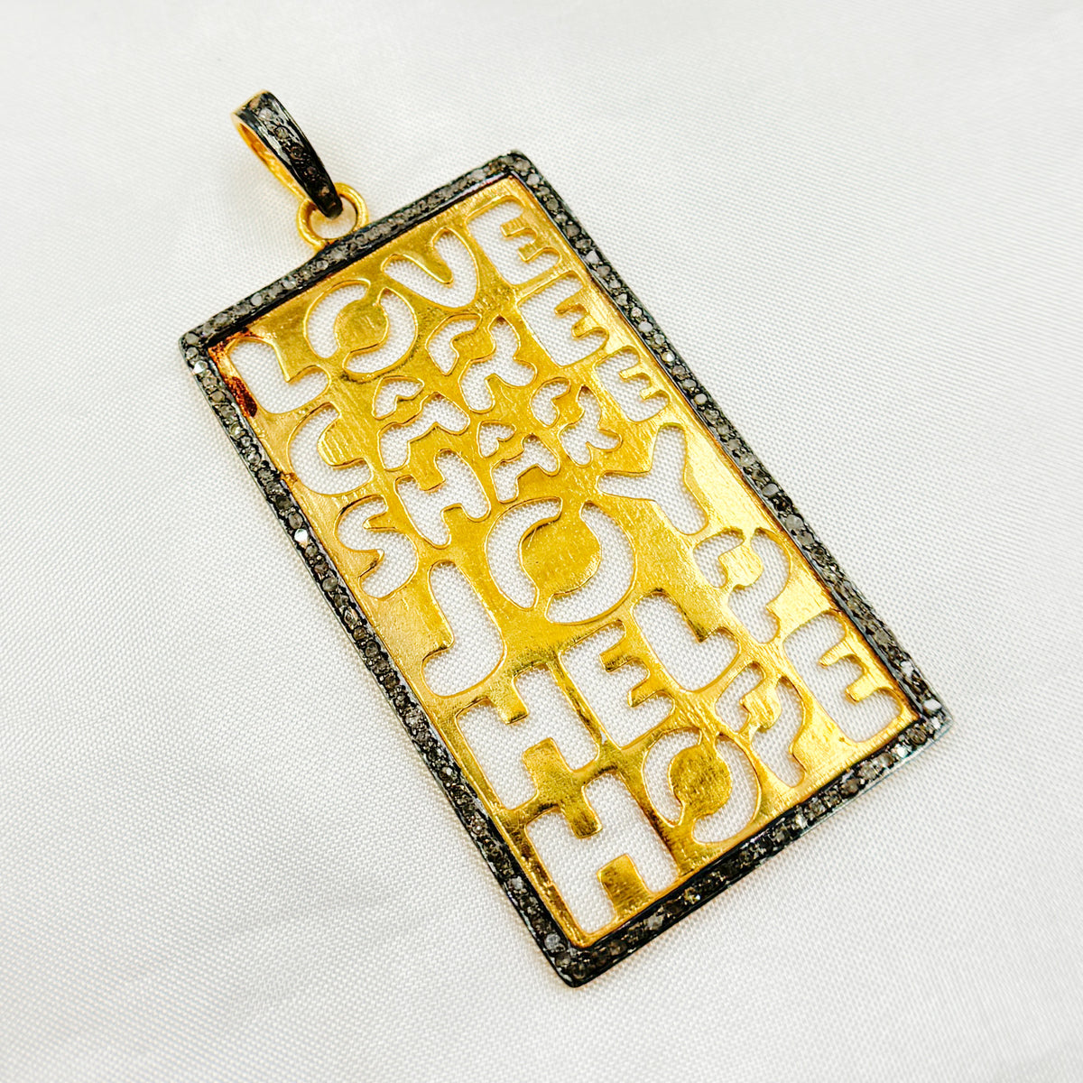 DP150. Diamond Sterling Silver Rectangle Pendant