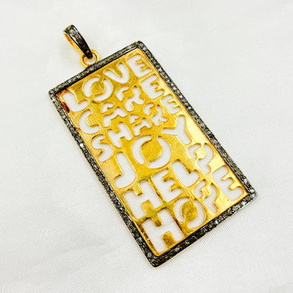 DP150. Diamond Sterling Silver Rectangle Pendant