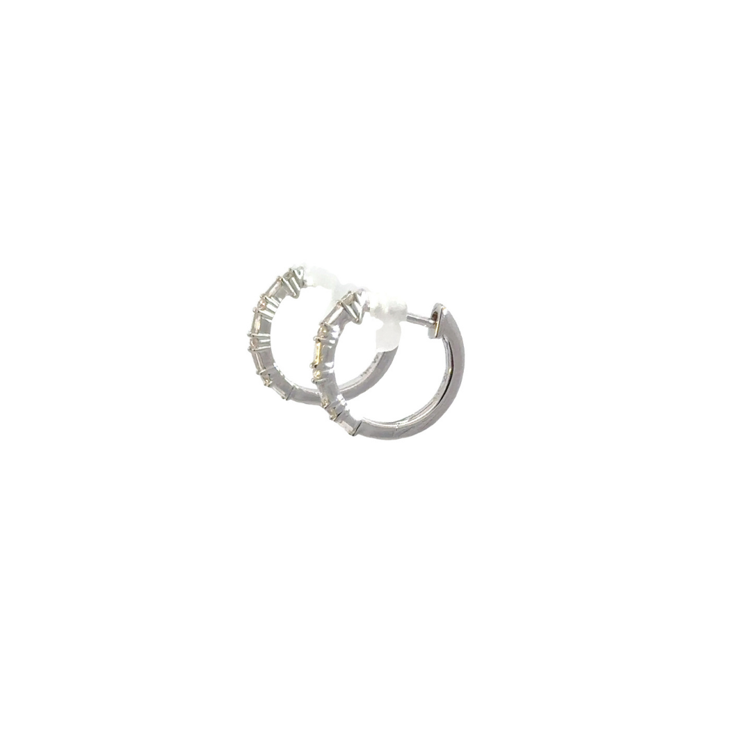 14k Solid Gold Baguette Hoops. EHD57037W