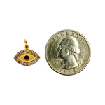 Load image into Gallery viewer, 14K Solid Gold with Diamonds Eye Shape Charm. GDP54ENAME
